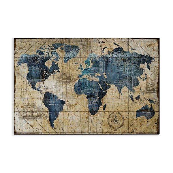 Stupell Home Decor Vintage Abstract World Map Canvas Wall Art