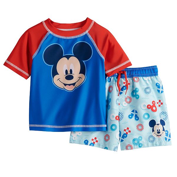 Mickey Mouse Toddler Boys Rash Guard Swim Top 
