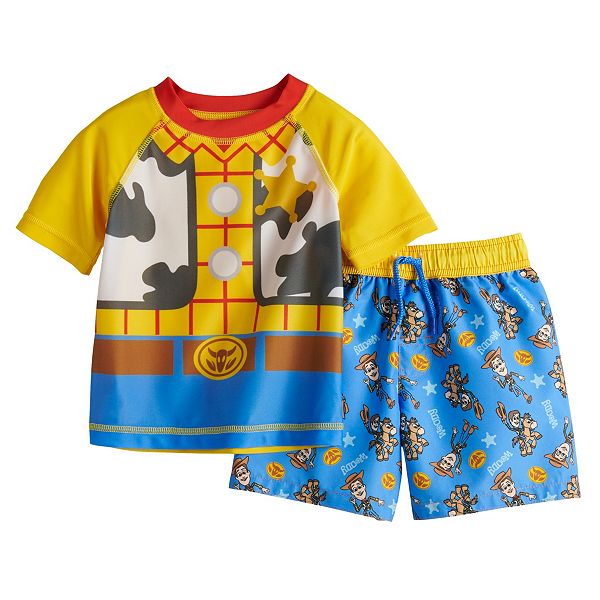 Toy Story Toddler Swimsuit Boys Rash Guard and Swim Trunks Set Two