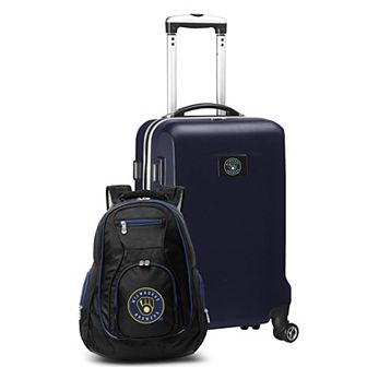 Milwaukee Brewers Deluxe Wheeled Carry-On Luggage & Backpack Set