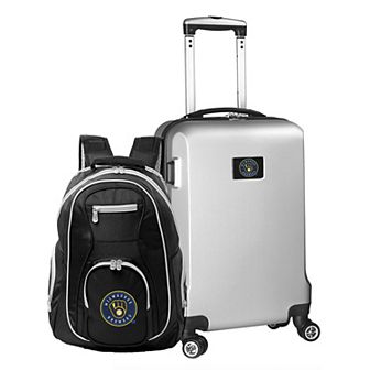 Milwaukee Brewers Deluxe Wheeled Carry-On Luggage & Backpack Set