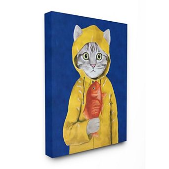 Stupell Home Decor Fisherman Feline Canvas Wall Art