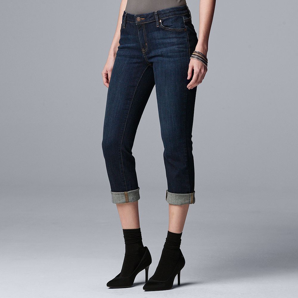 Women's Simply Vera Vera Wang Roll Cuff Capri Jeans