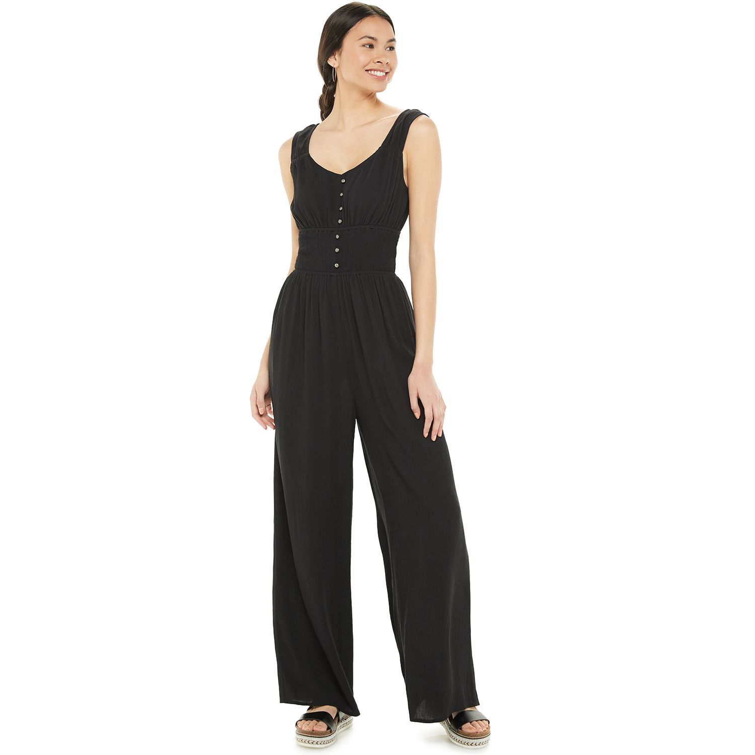 smocked bodice jumpsuit