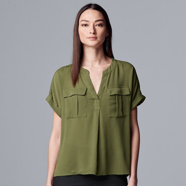 Women s Simply Vera Vera Wang 2 pocket Short Sleeve Shirt