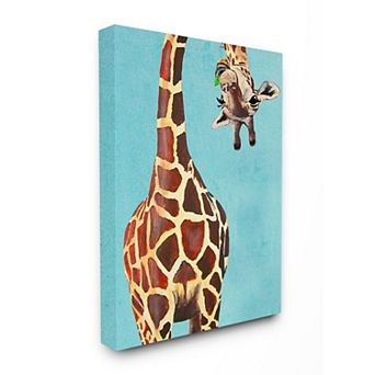 Stupell Home Decor Curious Giraffe Chewing Leaves Canvas Wall Art