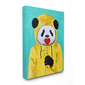 Stupell Home Decor Yellow Coat Panda with Lollipop Canvas Wall Art
