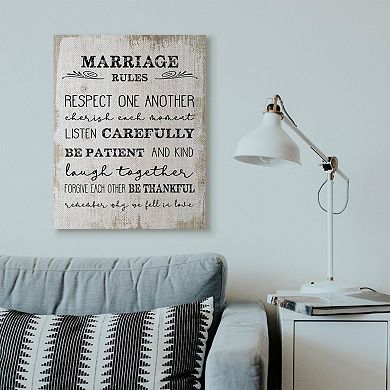 Stupell Home Decor "Marriage Rules" Canvas Wall Art