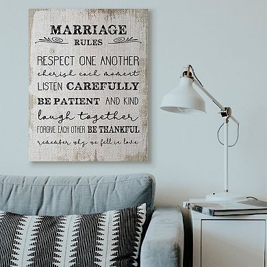 Stupell Home Decor "Marriage Rules" Canvas Wall Art
