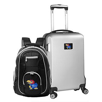 Kansas Jayhawks Deluxe Hardside Spinner Carry-On Luggage & Backpack Set