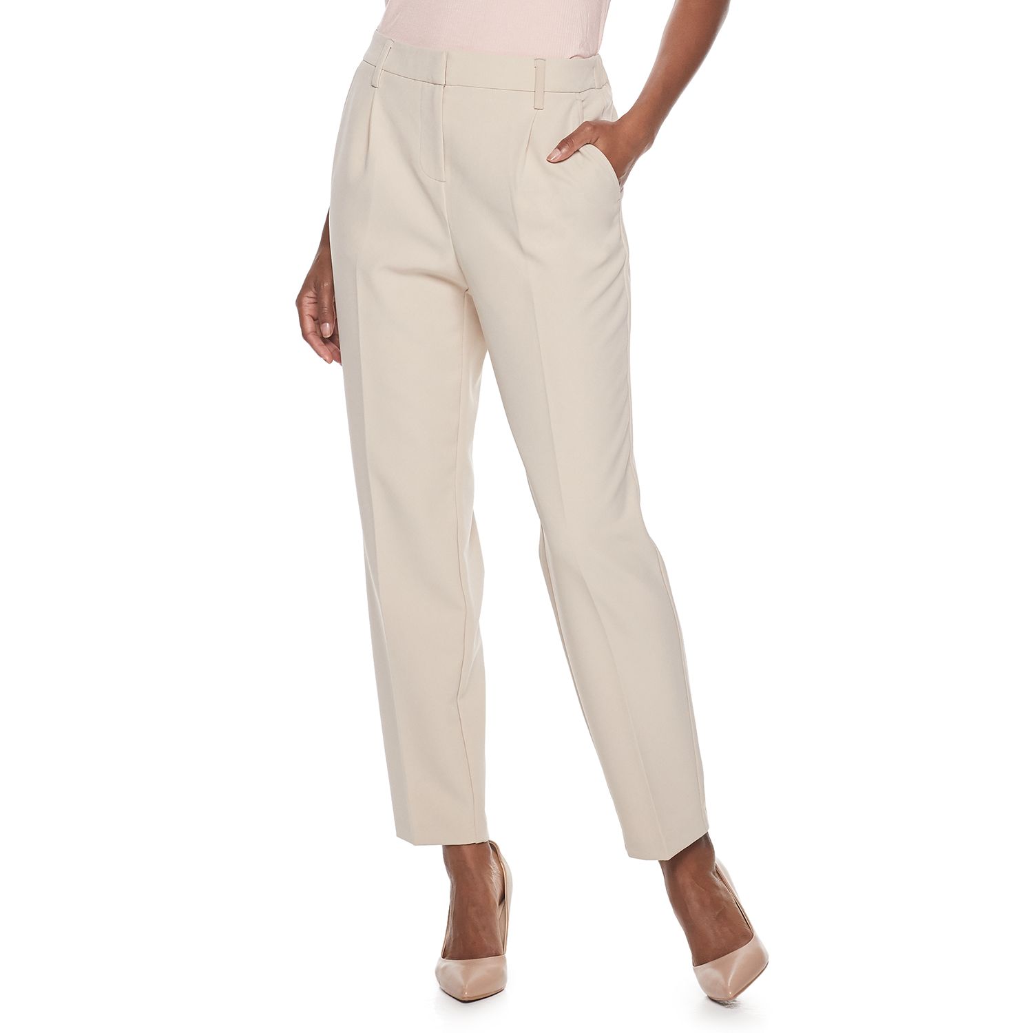 white tapered dress pants