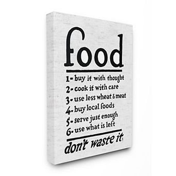 Stupell Home Decor Food Steps Typography Canvas Wall Art