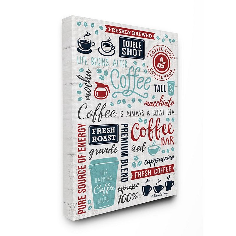 Stupell Home Decor Blue and Red Coffee Collage Canvas Wall Art, Multicolor,