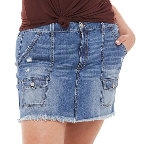 Juniors' Plus Size SO® Cargo Pocket Denim Skirt