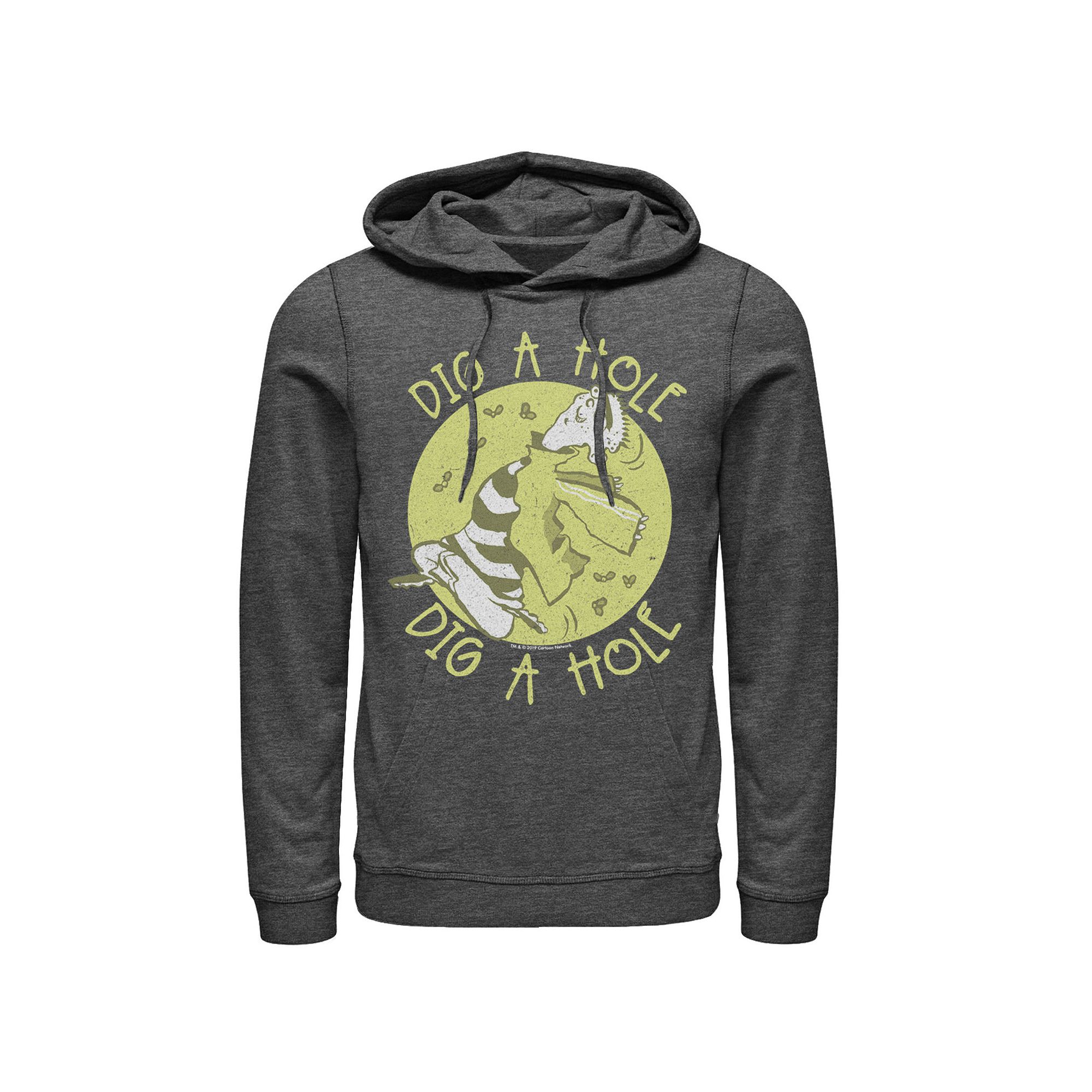 Mens CN Ed Edd N Eddy Dig A Hole Pullover Hoodie, Size: Small, Grey Heathe