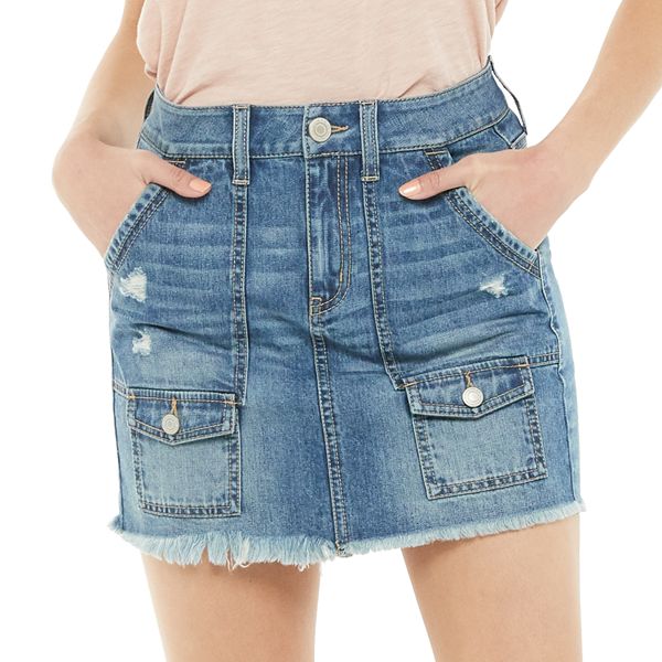 Juniors' SO® Cargo Pocket Denim Skirt