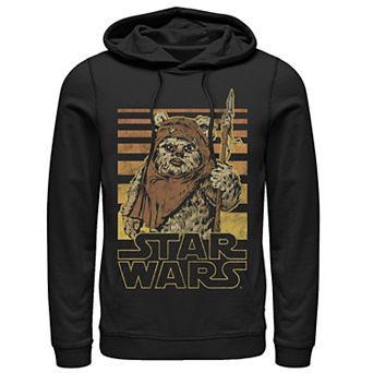 Men's Star Wars Wicket Retro Ewok Sunset Halftone Graphic Hoodie