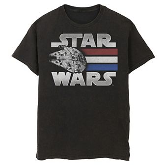 Men's Star Wars Red White Blue Stripes Falcon Tee