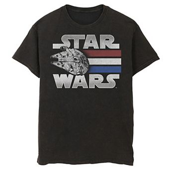 Men's Star Wars Red White Blue Stripes Falcon Tee
