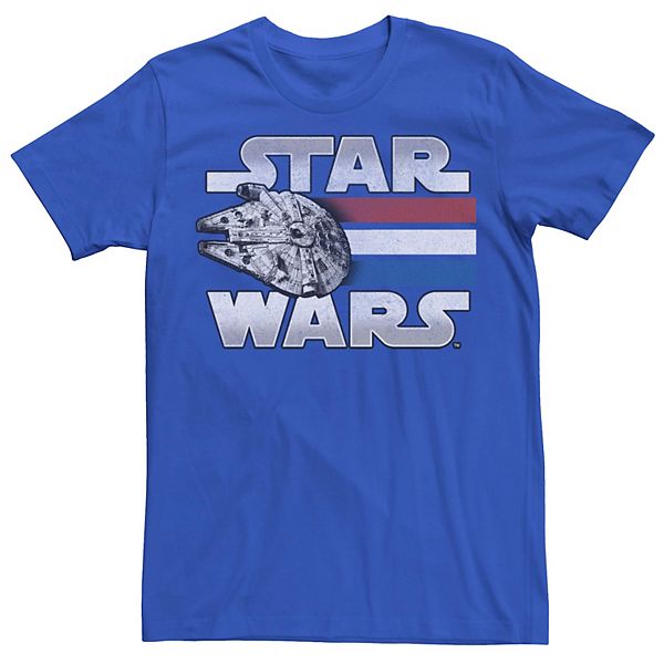 Men's Star Wars Red White Blue Stripes Falcon Tee