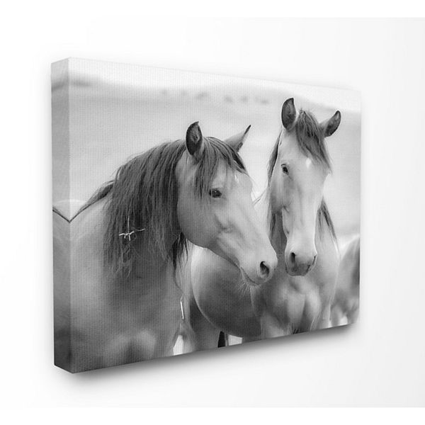 Stupell Home Decor 'Black and White Soft Graphite Look Two Horses ...