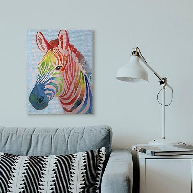 Stupell Home Decor 'Colorful Zebra Animal Rainbow Blue' Drawing Wall Plaque Art