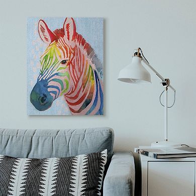 Stupell Home Decor 'Colorful Zebra Animal Rainbow Blue' Drawing Wall Plaque Art