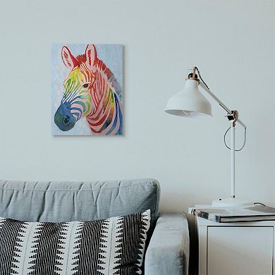 Stupell Home Decor 'Colorful Zebra Animal Rainbow Blue' Drawing Wall Plaque Art