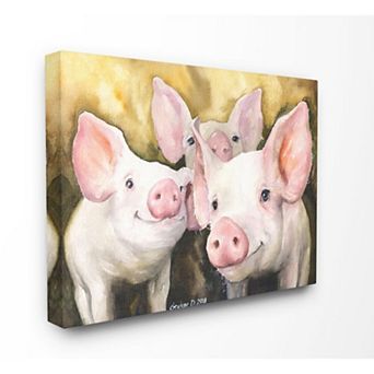 Stupell Home Decor 'Baby Pigs Animal Yellow Watercolor' Painting Wall Plaque Art