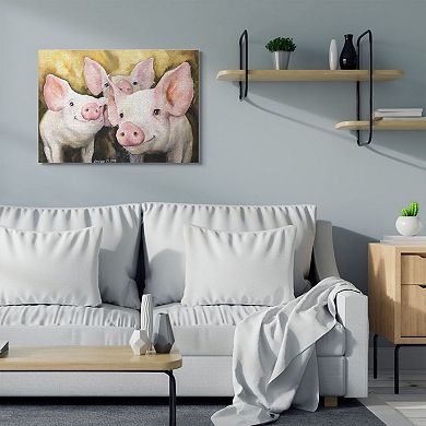 Stupell Home Decor 'Baby Pigs Animal Yellow Watercolor' Painting Wall Plaque Art