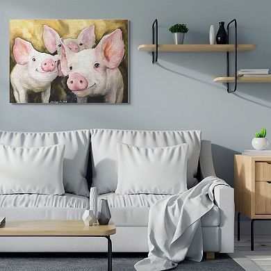 Stupell Home Decor 'Baby Pigs Animal Yellow Watercolor' Painting Wall Plaque Art