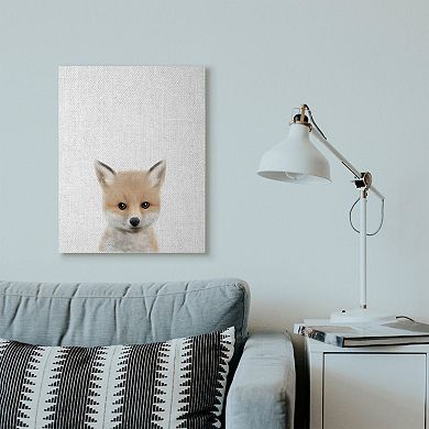 Stupell Home Decor 'Baby Fox Animal Kids Painting' Stretched Canvas Wall Art