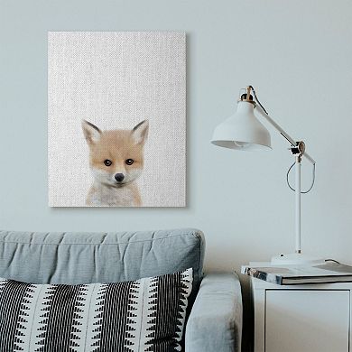 Stupell Home Decor 'Baby Fox Animal Kids Painting' Stretched Canvas Wall Art