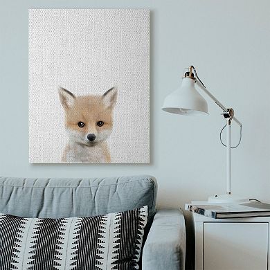 Stupell Home Decor 'Baby Fox Animal Kids Painting' Stretched Canvas Wall Art