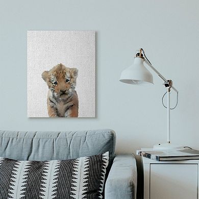 Stupell Home Decor 'Baby Tiger Animal Kids Painting' Framed Giclee Texturized Art