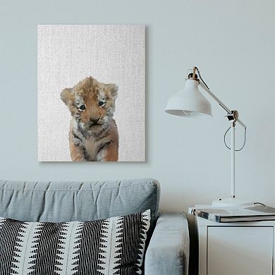 Stupell Home Decor 'Baby Tiger Animal Kids Painting' Framed Giclee Texturized Art