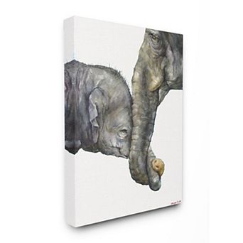 Stupell Home Decor 'Cute Baby Elephant Family Animal Watercolor Painting' Wall Plaque Art