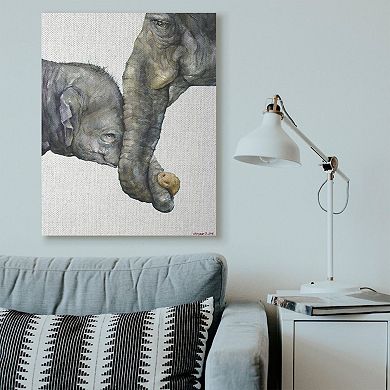 Stupell Home Decor 'Cute Baby Elephant Family Animal Watercolor Painting' Wall Plaque Art