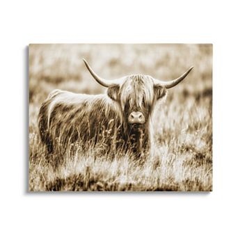 Stupell Home Decor 'Vintage Cow In Pasture Animal Photo' Canvas Art
