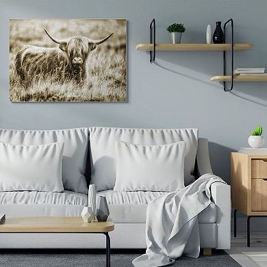 Stupell Home Decor 'Vintage Cow In Pasture Animal Photo' Canvas Art