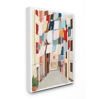 Stupell Home Decor Colorful Laundry Day Clothes Line Between Apartments Canvas Wall Art