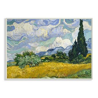 Stupell Home Decor 'Wheat Field with Cypresses Post' Painting Stretched Canvas Wall Art