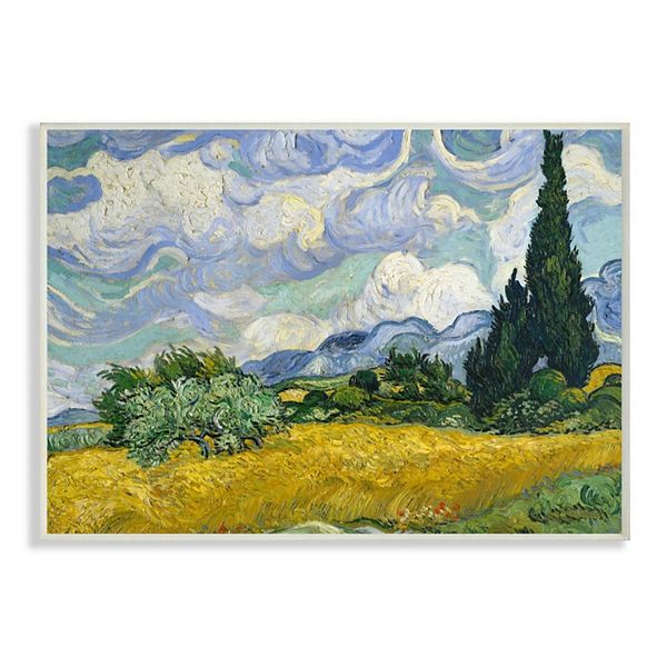 Stupell Home Decor Wheat Field With Cypresses Post Painting Stretched Canvas Wall Art