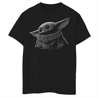 Boys 8-20 Star Wars The Mandalorian The Child aka Baby Yoda Black & Grey Portrait Graphic Tee
