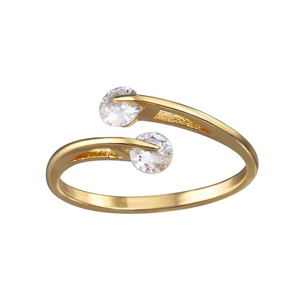 LC Lauren Conrad Gold Tone Cubic Zirconia Bypass Ring - Size: 7