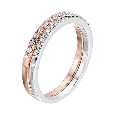 LC Lauren Conrad Stackable Cubic Zirconia Pave Band Ring Set