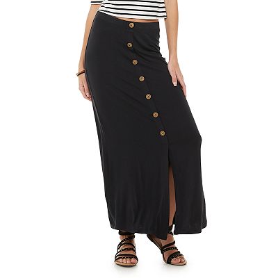 Juniors SO Button Front Midi Skirt