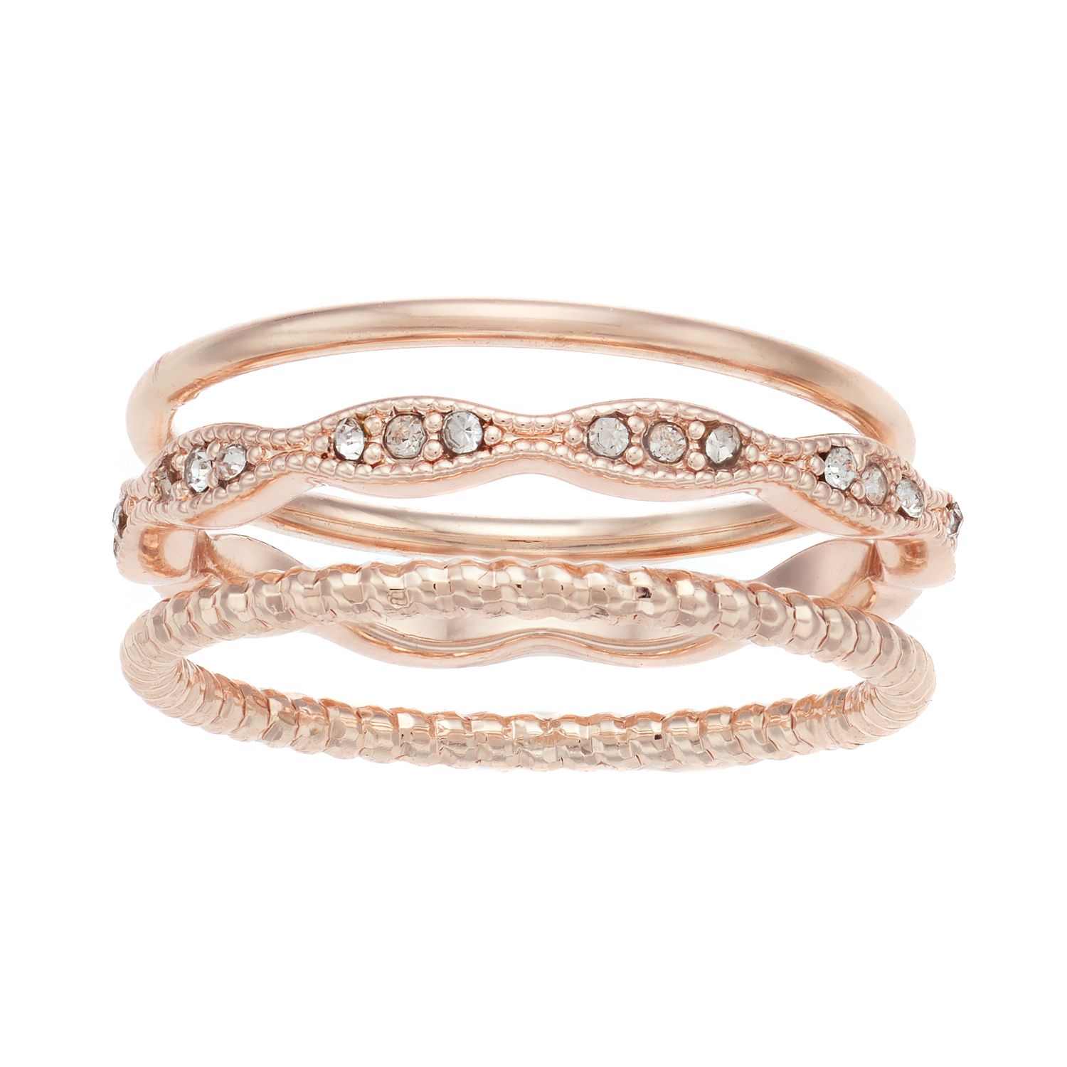 Image for LC Lauren Conrad Gold Tone Pave Wavy Ring Set at Kohl's.