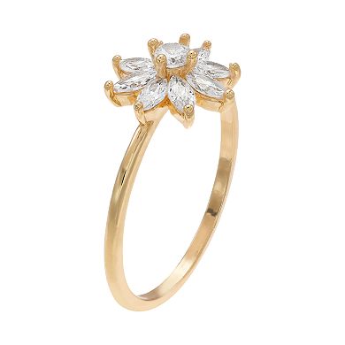 LC Lauren Conrad Cubic Zirconia Flower Gold Tone Ring