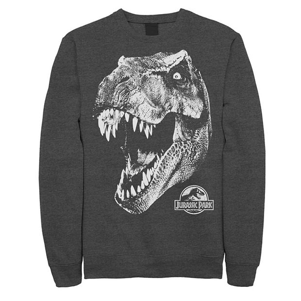 Men's Jurassic Park T-Rex White Head Roaring Fleece Graphic Pullover